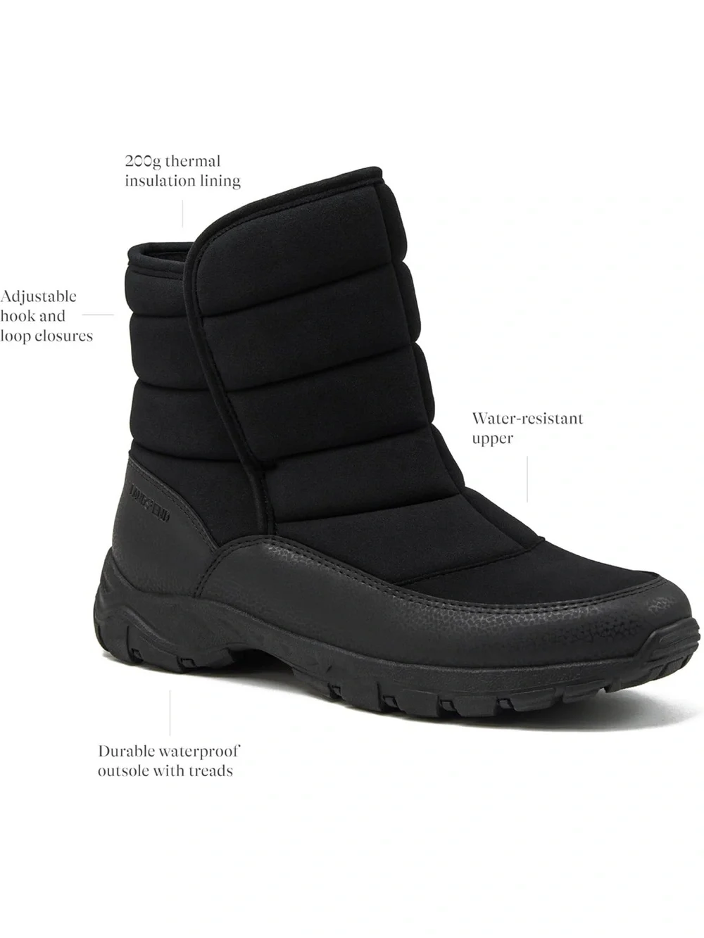 NWT Lands' End Expedition Insulated Waterproof Slip On Black Snow Boots size 11 - Picture 2 of 11